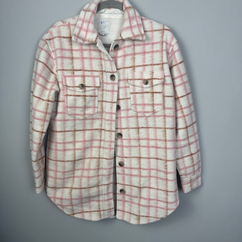 JOIE | Plaid Button Front Shirt Jacket Shacket Pink Blush Women’s Size X-Small